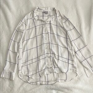 H&M White and Black Grid Pattern Women's Button Down Shirt